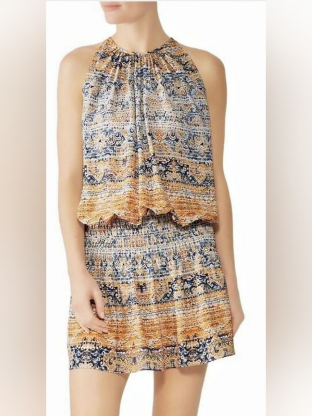 Ramy Brook Printed Sleeveless Dress in Orange & Blue Like New